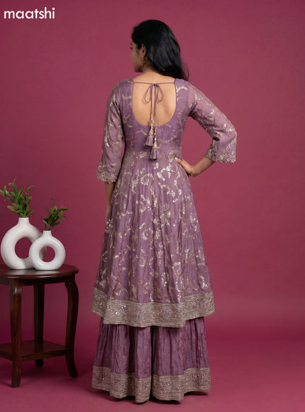 Pastel Purple Art Silk Embroidery Work Anarkali Suit