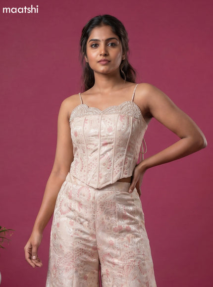 Off White Party Wear Dress With Allover Banarasi Style & Embroidery Work