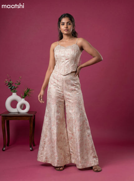 Off White Party Wear Dress With Allover Banarasi Style & Embroidery Work
