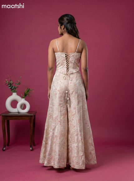Off White Party Wear Dress With Allover Banarasi Style & Embroidery Work