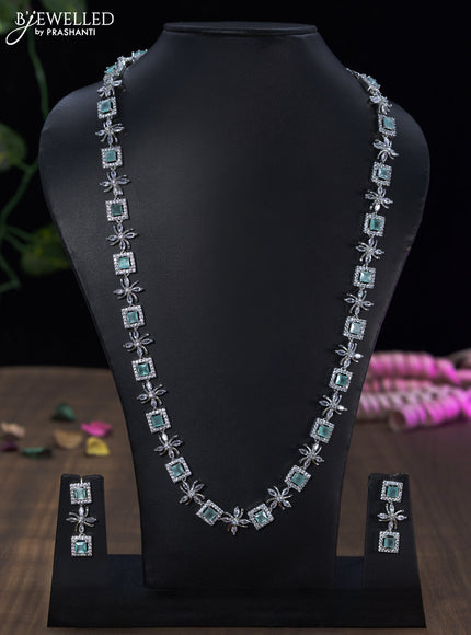 Zircon haaram with mint green and cz stones