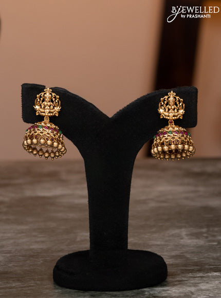 Antique haaram lakshmi design with kemp & cz stones and pearl hangings