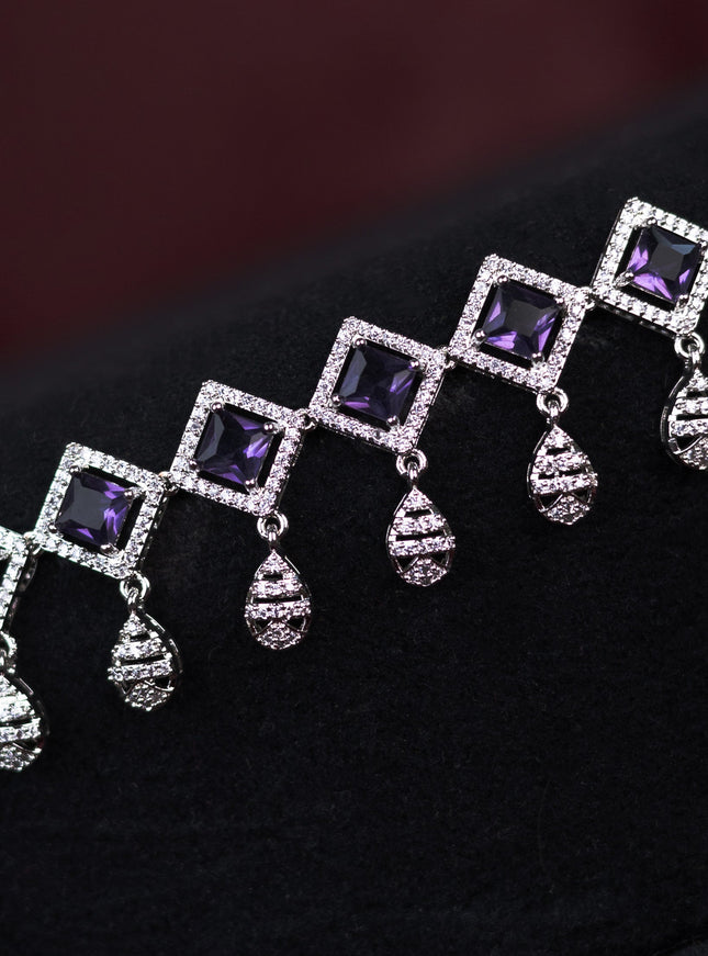 Zircon hip chain with violet and cz stones