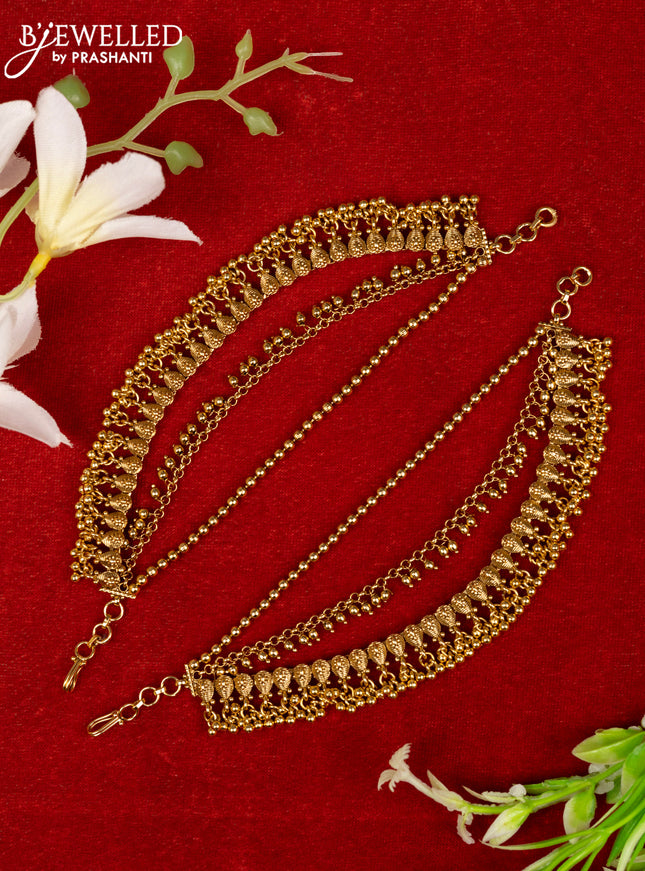 Antique mattal triple layer with golden beads hangings