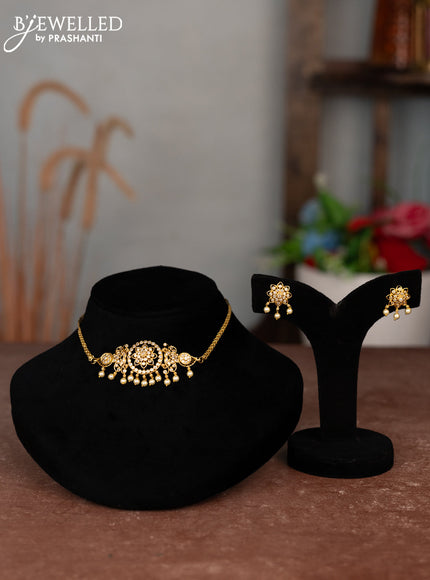 Antique choker with cz stones and pearl hangings