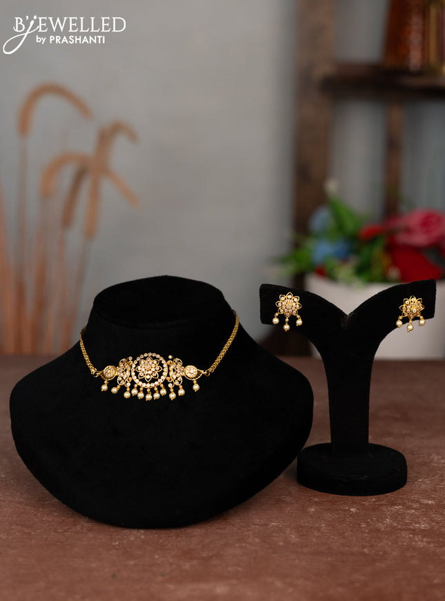 Antique choker with cz stones and pearl hangings