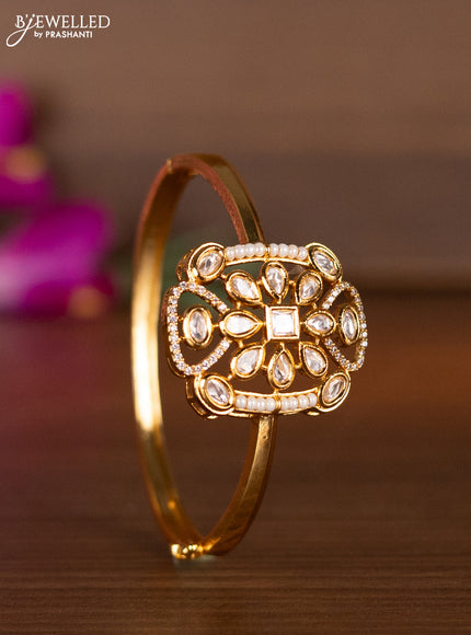 Bracelets with kundan & cz stones and pearls in gold finish