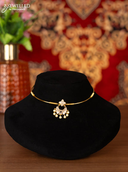 Antique ring type choker with cz stones and pearl hangings