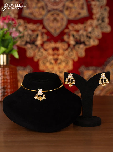 Antique ring type choker with cz stones and pearl hangings