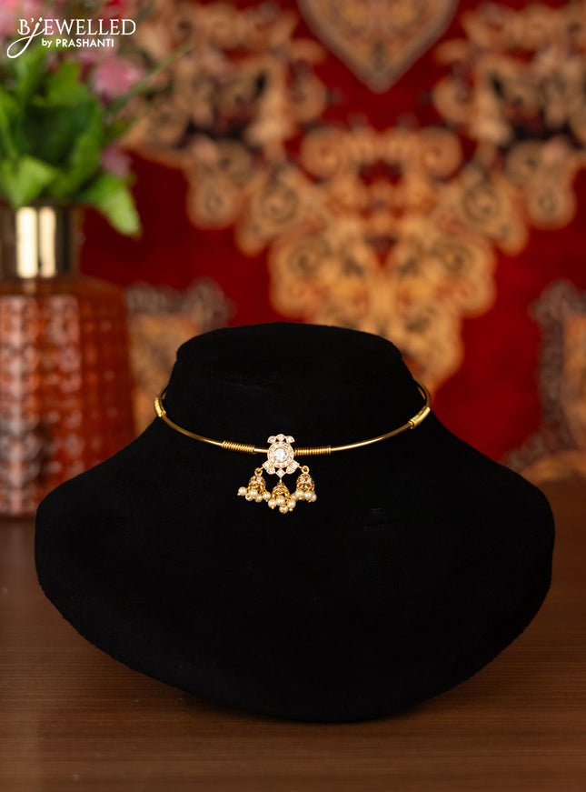 Antique ring type choker with cz stones and pearl hangings