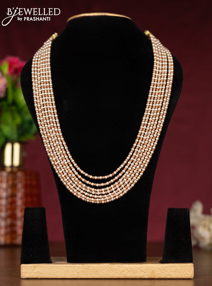 Beaded necklace with pearl and orange crystal beads
