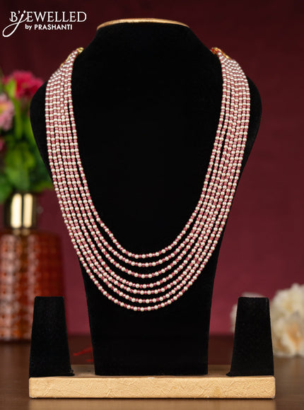 Beaded necklace with pearl and orange pink beads