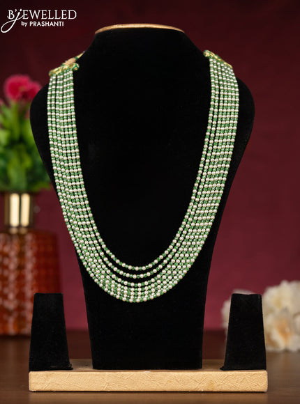 Beaded necklace with pearl and orange mint green beads