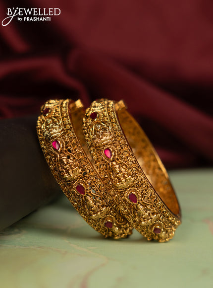 Antique bangle lakshmi design screw type with jadau stones