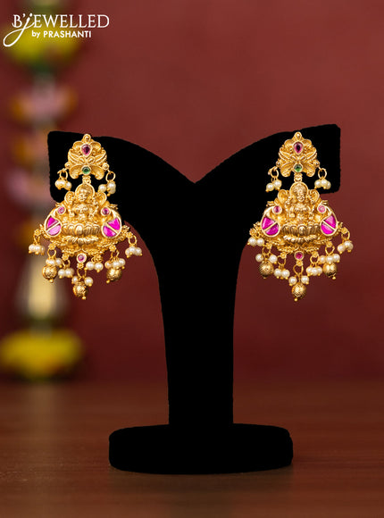 Antique choker lakshmi design with jadau stones and golden ball hanging