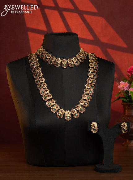 Antique combo set with floral deisgn in kemp and white stone