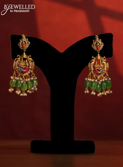 Antique combo set srinivasa kalyanam design with enamale paint & cz stones and green beads hangings
