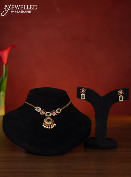 Antique choker with kemp & cz stones and pearl hangings