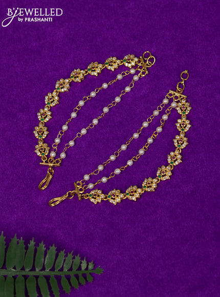 Antique triple layer maatal with kemp and cz stones
