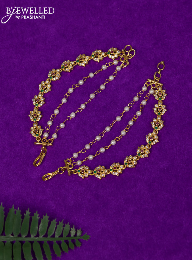 Antique triple layer maatal with kemp and cz stones