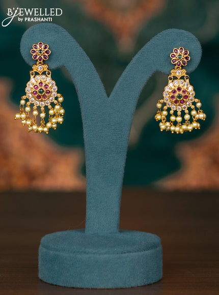 Antique guttapusalu haaram with kemp and cz stones and pearl hangings