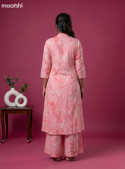 Peach Pink Cotton Blend Printed Co-ord Set