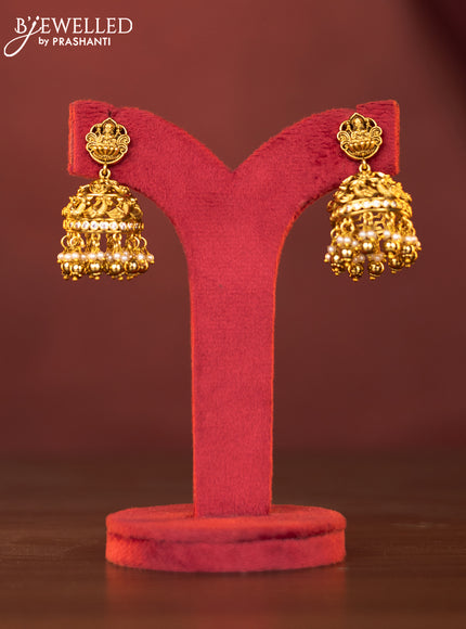 Jadau haram lakshmi & maanga pattern with jadau kemp and cz stone and pearl hanging
