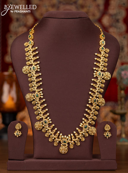 Antique haram lakshmi & peacock design with kemp and cz stone