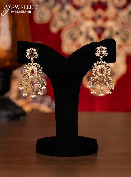 Antique choker with ruby & cz stones and pearl hangings