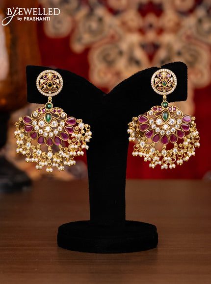 Antique choker peacock design with kemp & kundan stones and pearl hangings