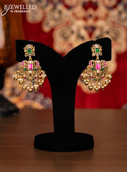 Antique choker peacock design with jadau kemp stone and golden beads hangings