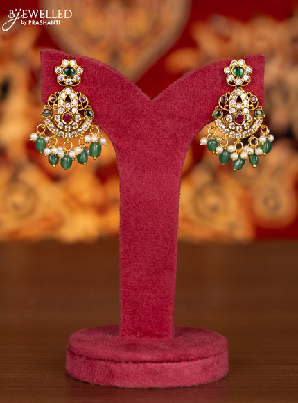 Antique haram with kemp & cz stones and pearl & mint green beads hangings