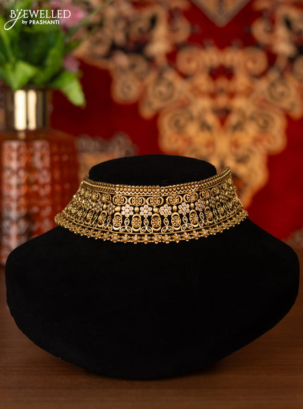 Antique choker floral design with emerald and cz stones