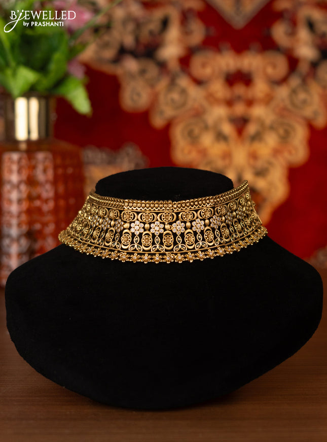 Antique choker floral design with emerald and cz stones