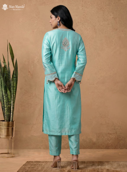 Teal Silk Salwar Suits