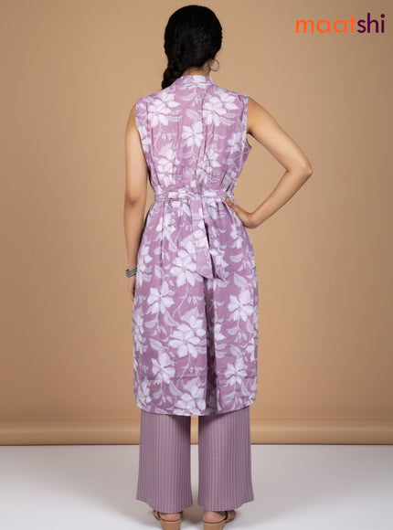 Pastel Pink Cotton Printed Kurti Set