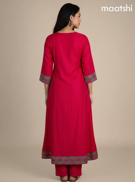 Pink and Green Chanderi Beaded Work Anarkali Suit