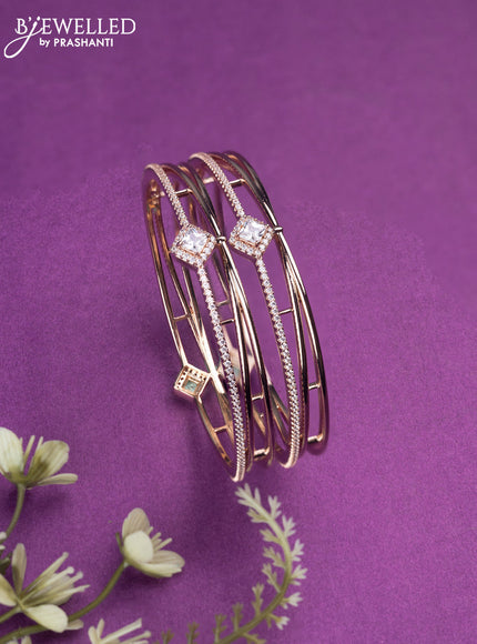 Bangles with cz stones in rose gold finish