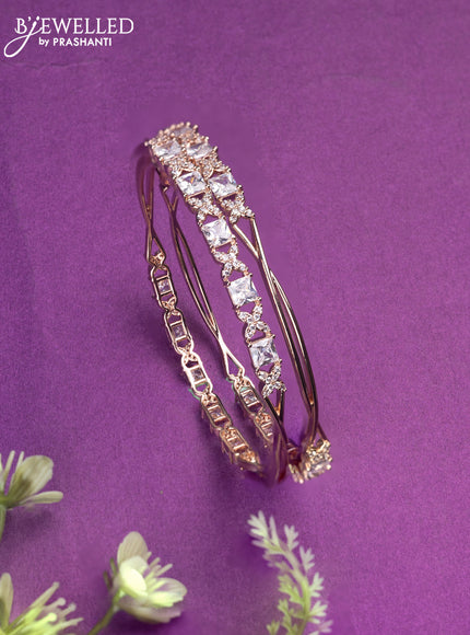 Bangles with cz stones in rose gold finish