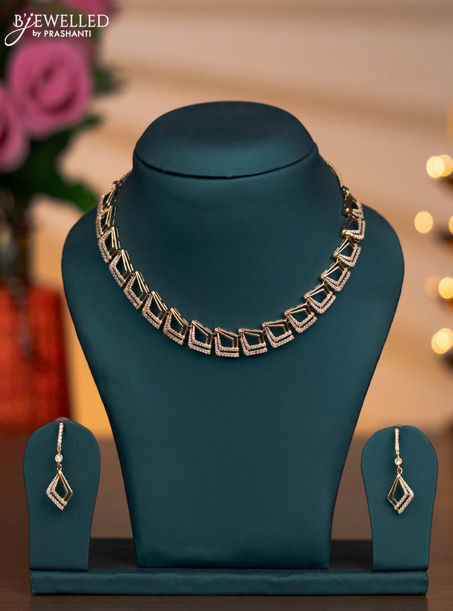 Zircon necklace with cz stones in gold finish