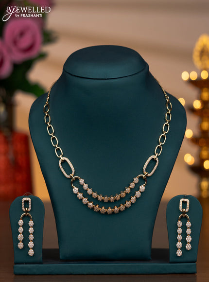 Zircon necklace with cz stones in gold finish