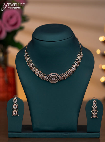 Rose gold necklace with cz stones