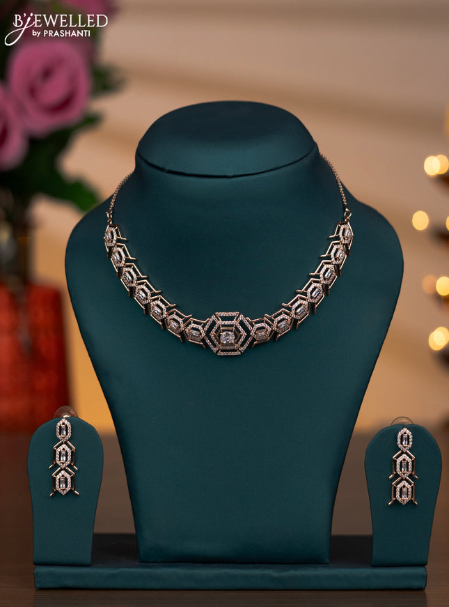 Rose gold necklace with cz stones