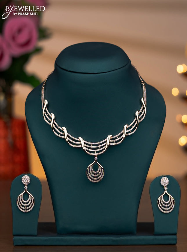 Rose gold necklace with cz stones