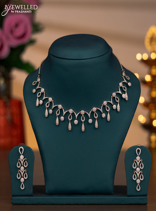 Rose gold necklace with cz stones
