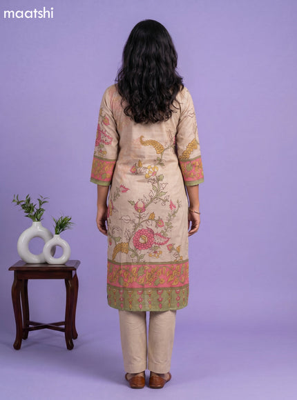 Sandal Cotton Kalamkari Printed Straight Suit