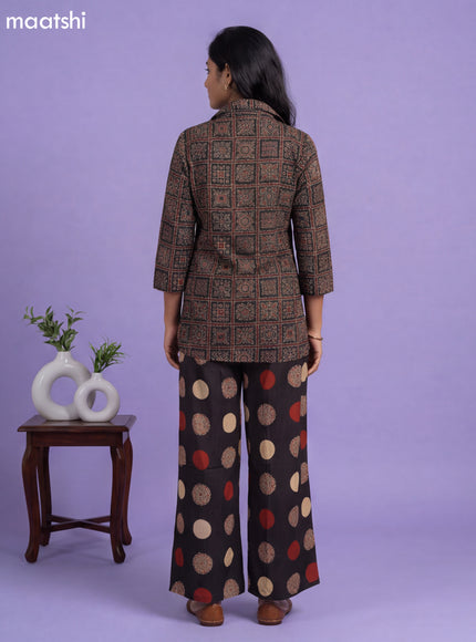 Black and Maroon Cotton Ajrakh Printed Short Co-Ord Set