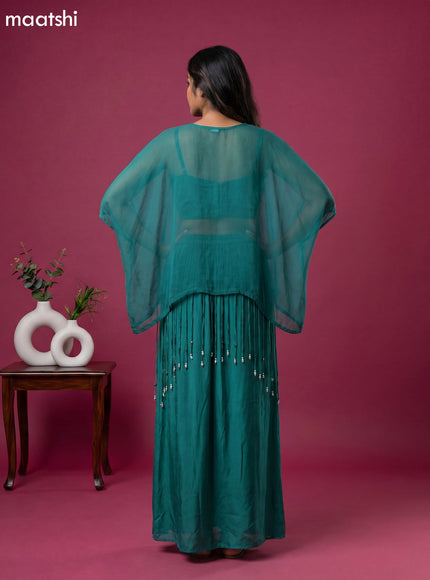 Teal Green Organza Zardosi Work Kaftan Dress
