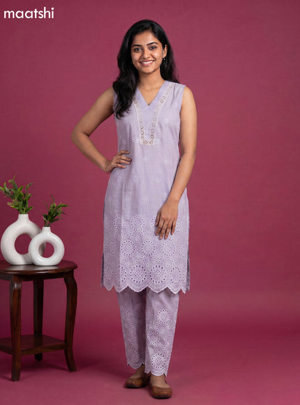 Mild Lavender Cotton Hakoba Work Co-Ord Set
