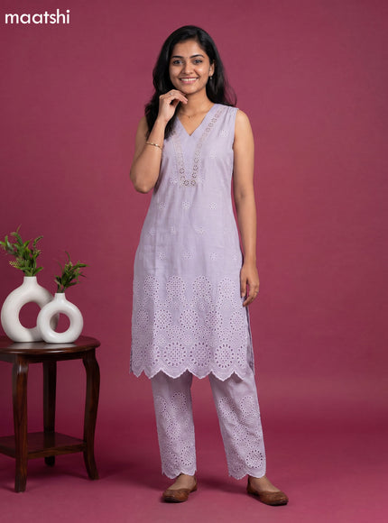 Mild Lavender Cotton Hakoba Work Co-Ord Set